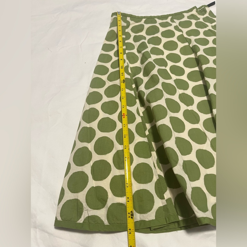 BODEN Women’s Green & Cream Polka Dot A- Line Retro Style Midi Skirt Size 8L - Picture 12 of 13
